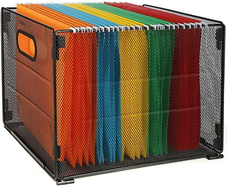 Amazon.com : Samstar File Folder Box, Mesh Hanging File Organizer File Crate Folder Holder Storage Box, Letter Size, Black : Office Products Hanging File Organizer, Folder Holder, File Folder Organization, Box File, File Manager, Hanging Folders, Folder Organization, Pencil Storage, File Organizer