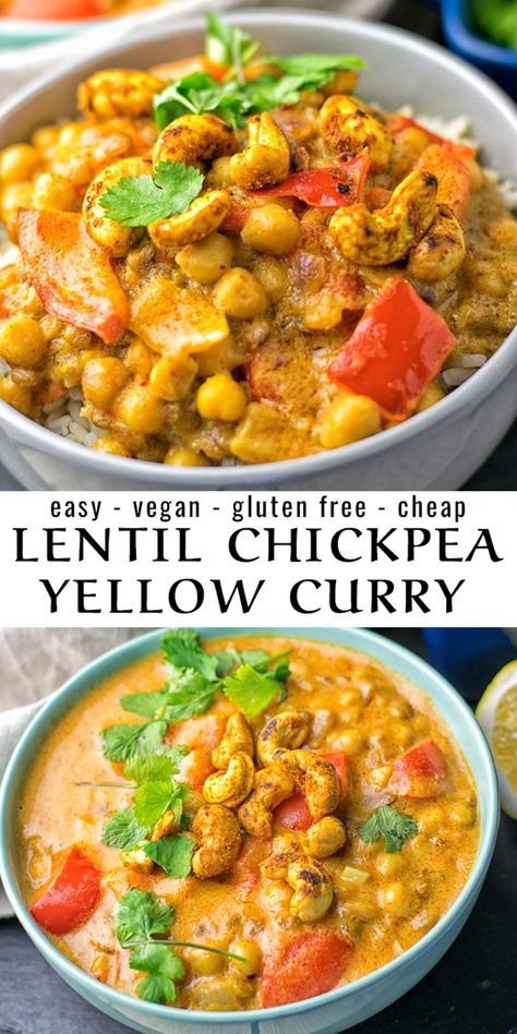 Vegan Yellow Curry Recipes, Recipes With Yellow Curry Paste, Yellow Curry Recipe, Curry Chickpeas, Curry Recipes Vegetarian, Thai Curry Paste, Yellow Curry, Glutenfree Dairyfree, Lentil Recipes