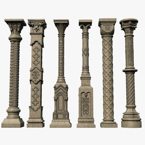 Pillar Drawing, Goth Architecture, Gothic Style Architecture, Minecraft Welten, Gothic Windows, Gothic Buildings, Pillar Design, Matte Painting, Gothic Architecture