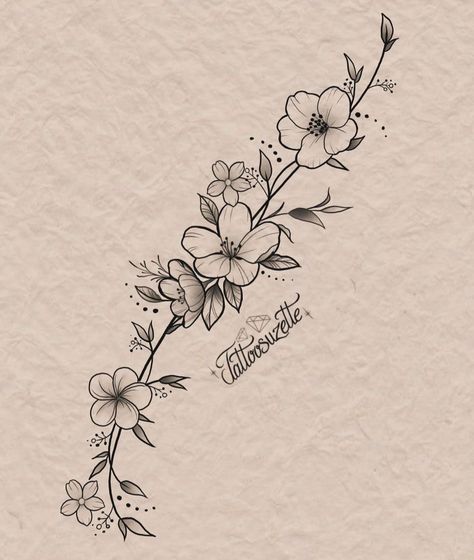 Hawthorne Flower, February Birth Flowers, Almond Flower, Flower Wrist Tattoos, Vine Tattoos, Birth Flower Tattoos, Tattoos For Black Skin, Forearm Tattoo Women, Side Tattoos