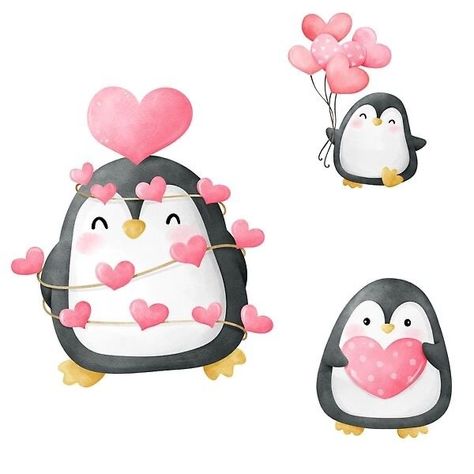 Valentine's Cakes, Cookies Valentines, Valentine Cookies Decorated, Valentines Cookies, Birthday Decorations At Home, Disney Cuties, Print On Paper Bags, Kawaii Penguin, Baby Icon