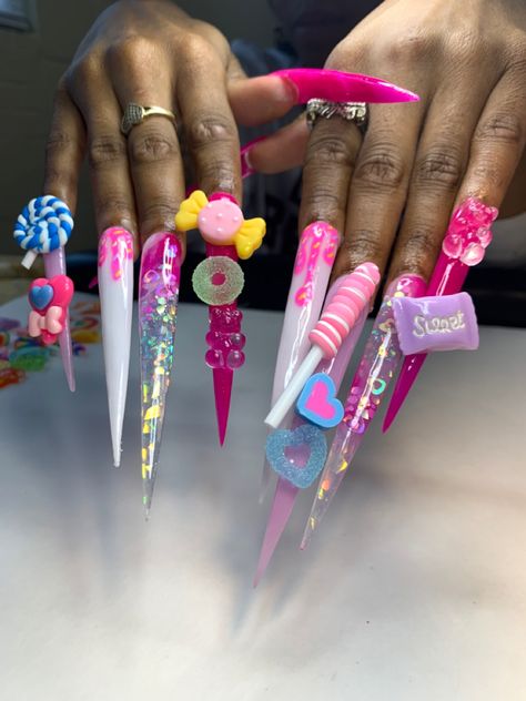 Candyland Nails Designs, Extendo Nails Designs, Lollipop Nails, Easter Nails Design, Beach Nails Art, Easter Nails Design Spring, Acrylic Nail Designs Coffin, Candy Nails, 2023 Nail