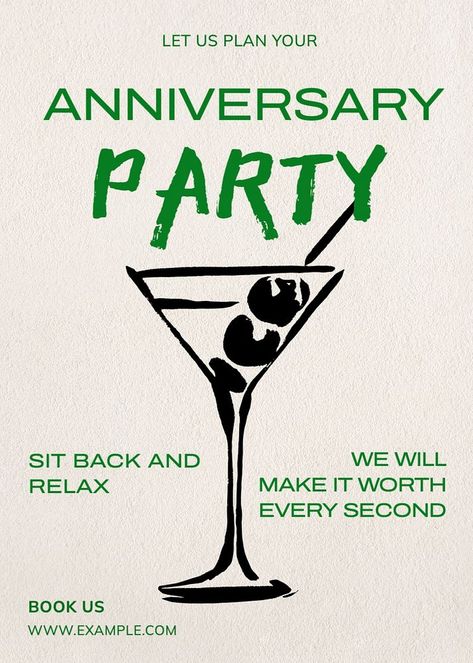 Cocktail Party Poster, Anniversary Illustration, Party Design Ideas, Anniversary Poster, Anniversary Party Invitations, Anniversary Invitation, Cocktail Party Wedding, Wedding Illustration, Anniversary Invitations