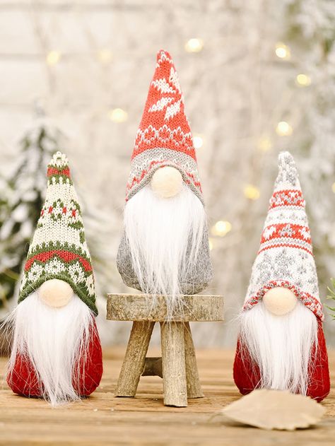 Multicolor  Collar  Polyester   Embellished   Home Decor Elf Christmas Decorations, Elf Decorations, Santa Claus Doll, Beautiful Ornaments, Thanks Giving, Gnome Christmas, Christmas Packaging, Christmas Dolls, Christmas Snowflakes