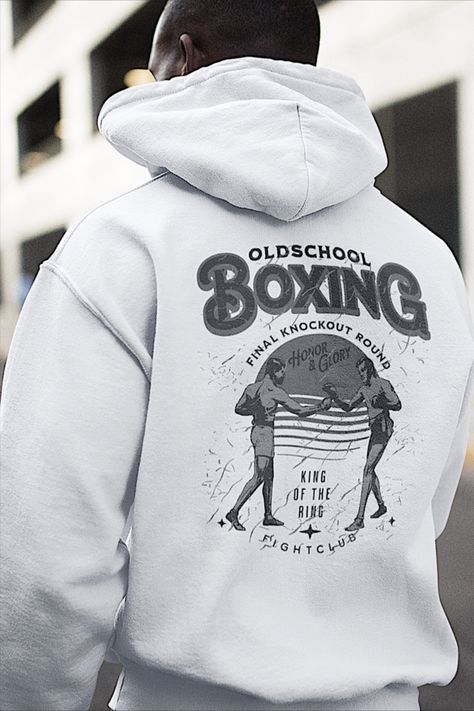 "Old School Boxing" Perfect to add to your growing collection of boxing apparel, this hoodie also makes for a perfect gift for the family boxer! Take a look at my shops page for additional martial arts/gym inspired apparel :) This hoodie is made with a thick blend of cotton and polyester, it feels plush, soft and warm, a perfect choice for any cold day. Old School Boxing Gym, Boxing Branding, Aesthetic Boxing, Old School Boxing, Lettering Examples, Boxing Hoodie, Boxing Apparel, Vitali Klitschko, Martial Arts Gym