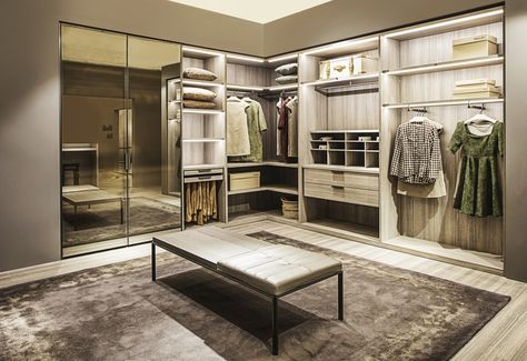 Salone del Mobile.Milano Shanghai Luxury Closets Design, Cosy Corner, Set Of Drawers, Padded Headboard, Modular System, Wooden Tops, Luxury Closet, Closet Design, Warm Grey