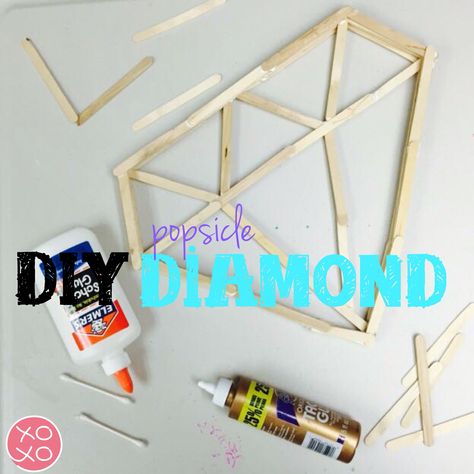 DIY Diamond out of Popsicle sticks!! You will need LOTS of regular sized Popsicle sticks and about 6 half sized ones. Outline the frame of the diamond and glue. Then fill it in (according to the picture) then build up the frame by two layers or as many as you want. Carefully flip it over and build up the frame to the same number of layers as the other side. Seal up the edges using a cotton swab and tacky glue. Whola! You can even spray paint it when it's completely dry. Add a hook and hang it up Tissue Box Diy, Tissue Box Crafts, Recycle Craft Projects, Diy Popsicle Stick Crafts, Stick Wall Art, Diy Popsicle, Popsicle Crafts, Stick Crafts, Ice Cream Stick