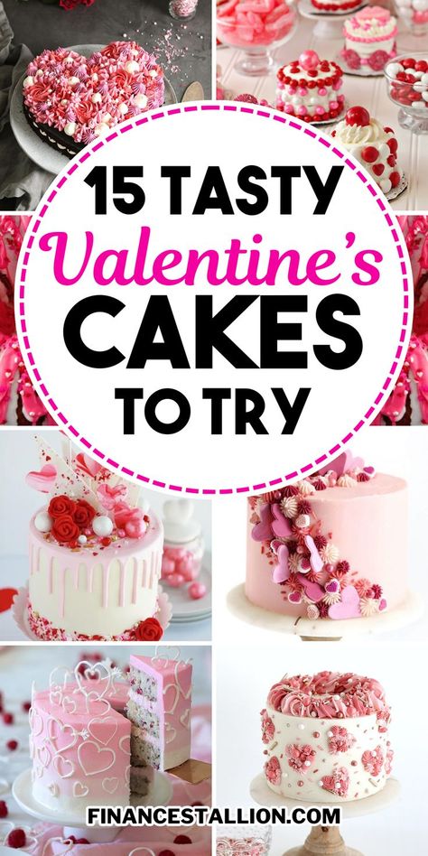 Delight in Valentines desserts with our Valentines Day cakes, perfect for love. Discover heart-shaped cakes, romantic red velvet cakes, raspberry cakes, white chocolate cakes, and easy Valentines cake recipes to sweeten your day. Dive into our DIY Valentine's Day cake decorating ideas, featuring elegant designs and cute Valentine's cupcakes. Whether you're looking for mini Valentine day cakes, valentines day bundt cakes, or simple valentines treats, we've something for every love story. Heart Shaped Cakes Valentine's Day, Valentine Mini Cakes Ideas, Easy Valentines Cake, Valentines Cake Ideas Creative, Valentine Cakes Ideas, Mini Heart Cakes Valentine's Day, Valentine's Day Cake Ideas, Small Valentines Cake, Heart Shaped Cake Diy