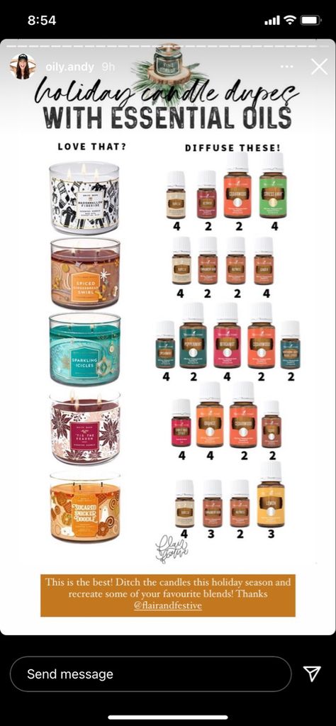 Essential Oil Recipes Bath And Body Works, Bath And Body Works Candle Scent Recipes, Bath And Body Works Diffuser Blends, Bath And Body Works Candle Essential Oil Blends, Diy Fall Candles Essential Oils, Vanilla Essential Oil Candle Blends, Bath And Body Candles To Oils Guide, Christmas Candle Essential Oil Blends, Homemade Perfumes