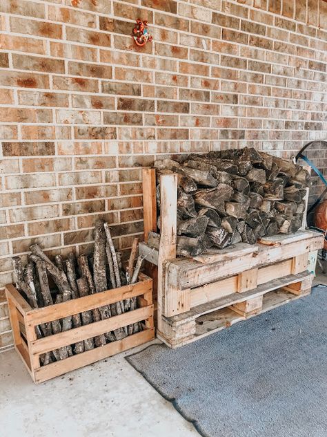 Backyard Improvements, Small Wooden Crates, Shade Garden Design, Roof Garden Design, Outdoor Barbeque, Firewood Holder, Wood Holder, Fire Wood, Firewood Storage