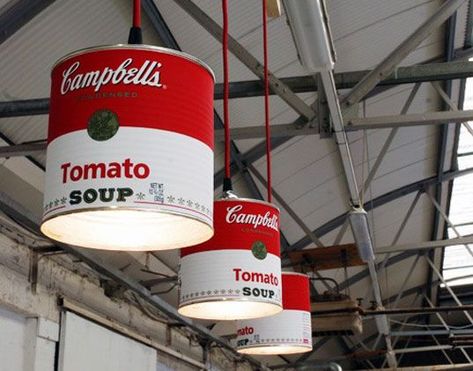 Designed by Willem Heeffer for FUSE, an interiors and vintage furniture company, the ‘Can Light’ is a cool new lighting solution that re-purposes old cans of Campbell’s Tomato soup Read more: Retro Lights Made from Recycled Cans | Inhabitat - Green Design Will Save the World Campbell's Soup Cans, Can Lighting, Upcycle Design, Diy Lampe, Recycle Cans, Campbell Soup, Retro Lighting, Can Lights, The Design Files