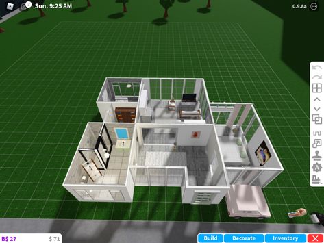 Blocksburg Layout, Bloxburg Layout Ideas, Blocksburg House Ideas, Simple Small House, Blocksburg House, Roblox Houses, Bloxburg Layout, Blox Burg, Casa Club