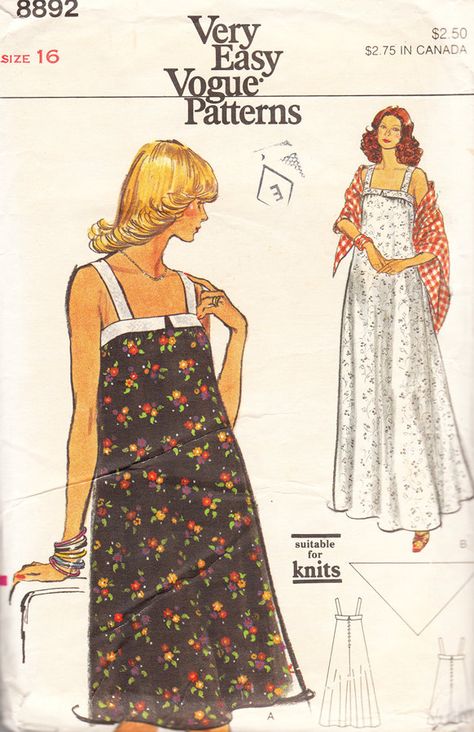 1970s Maternity Sundress, Maxi dress and Shawl 70s Maternity, 1970s Maternity, Dress And Shawl, Maternity Patterns, Maternity Sewing, Maternity Sundress, Vintage Maternity, Vintage Vogue Patterns, Historical Dress