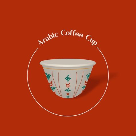 Saudi Illustration, Arabic Coffee Logo, National Saudi Day, Saudi Coffee, Arabic Coffee Cups, Saudi Art, Coffee Cup Illustration, Iot Design, 3d Coffee