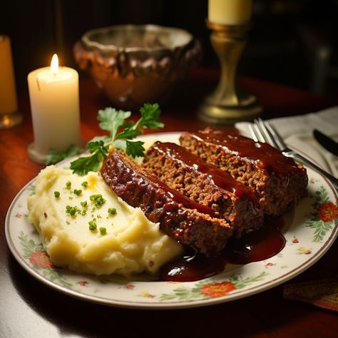 9 things that go well with meatloaf that's not mashed potatoes and gravy Meatloaf Side Dishes, Meatloaf And Mashed Potatoes, Savory Meatloaf, Gravy For Mashed Potatoes, Mashed Potatoes And Gravy, Potatoes And Gravy, Zesty Salad, Food Spread, Green Beans With Bacon