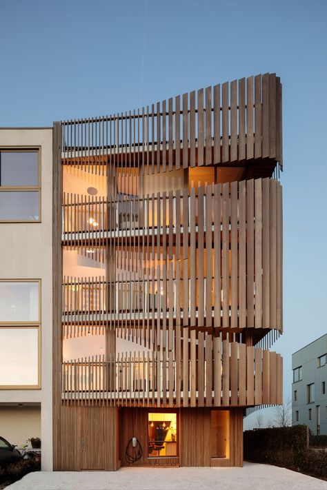 Hotel Facade, Wood Facade, Facade Architecture Design, Residential Building Design, Wood Architecture, Apartment Architecture, Architecture Design Concept, Hus Inspiration, Building Facade