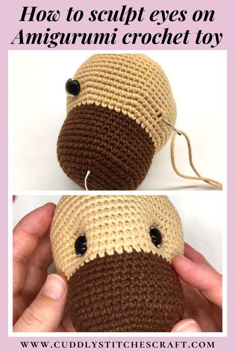 How To Add Eyes To Crochet, Crochet Eyelashes, Yarn Eyes Amigurumi, How To Stitch Eyes On Amigurumi, Embroider Eyes On Crochet, Crochet Googly Eye Patterns, Eye Sculpting, How To Sew Eyes On Amigurumi, How To Sew Eyes On Crochet Animals