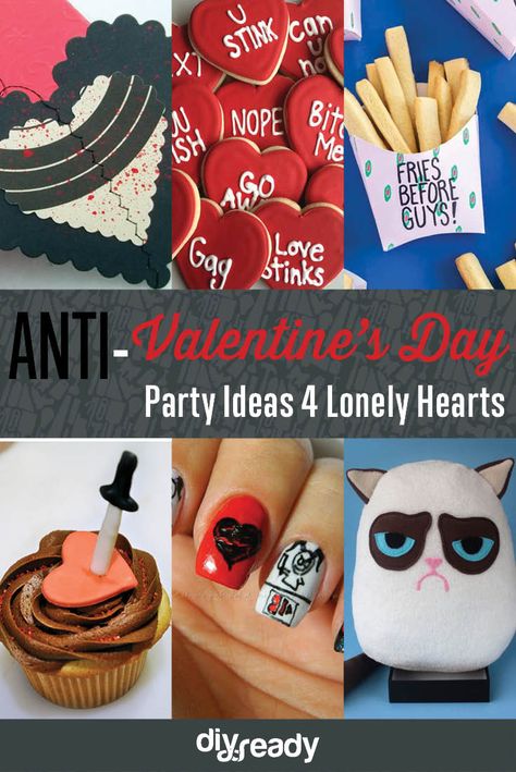 Anti Valentines Day Party Ideas Anti Valentines Party, Anti Valentines Day Party, Valentines Day Nyc, Valentines Day Party Ideas, I Hate Valentine's Day, Rs Activities, Creepy Halloween Party, Hate Valentines Day, Valentine Door Decorations