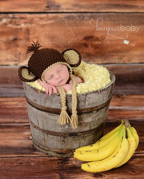 Baby Monkey Hat 3-6 month Monkey Theme Nursery, Monkey Baby Shower Ideas, Baby Shower Monkey, Crochet Monkey Hat, Baby Shower Monkey Theme, Nursery Crochet, Boy Monkey, Monkey Nursery, Diy Newborn Photography