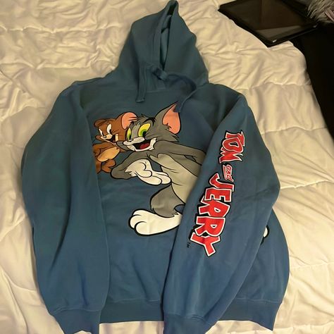 Size Medium 60% Cotton 40% Polyester Never Worn Tom And Jerry Hoodie, Tom Y Jerry, Tom And Jerry, Colorful Hoodies, Color Blue, Jackets For Women, Jackets & Coats, Size Medium, Women Shopping