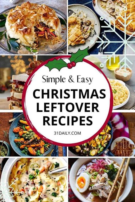 Christmas Leftover Recipes for easy, festive food, dinners, and snacks during Christmas week that are both easy and delicious! 15 Easy Christmas Leftover Recipes | 31Daily.com #christmas #christmasleftovers #ham #turkey #leftovers #31Daily Christmas Dinner Leftover Recipes, Christmas Leftovers Recipes, Christmas Casserole, Christmas Leftovers, Food Dinners, Turkey Leftovers, Turkey Soup Recipe, Holiday Leftovers, Leftover Recipes