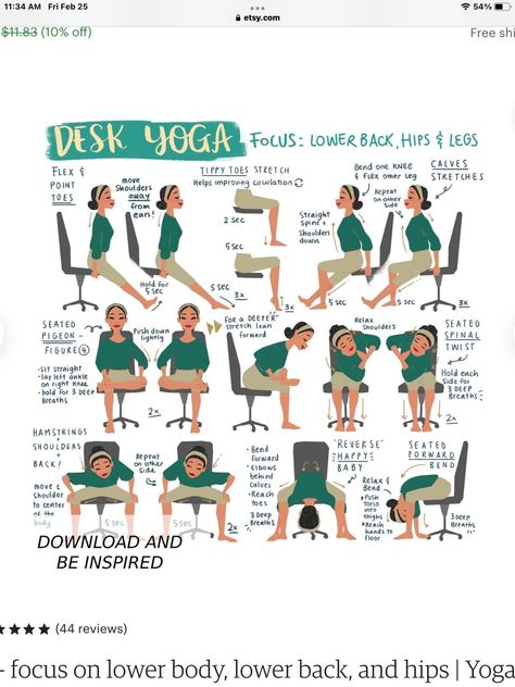 Desk Yoga, Yoga Relaxation, Bolesti Chrbta, Office Yoga, Yoga Poses For 2, Latihan Yoga, Beginners Yoga, Chair Exercises, Poses For Beginners