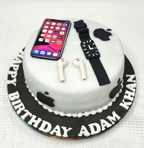 Iphone Theme Cake, Apple Theme Cake, Ipad Cake, Apple Birthday, Cake Design For Men, Dad Birthday Cakes, Birthday Cake Pictures, Cookie Cake Birthday, Fresh Cake