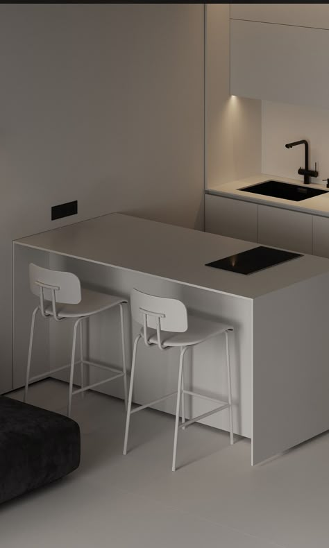 Minimalism Kitchen, Creative Apartment, Minimal Apartment, Modern Minimalist Kitchen, Interior Minimal, Minimalist Kitchen Design, Modern Kitchen Interiors, Minimal House Design, Autodesk Revit