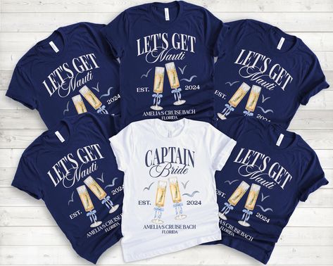 Are you looking for the perfect bachelorette cruise shirts? This nautical bachelorette party tshirts make the perfect gift for that bride. Pick up this personalized luxury bachelorette t-shirts today for yourself or as a gift! 🌻HOW TO ORDER  Step 1: Please, check and review all photos. Step 2: Choose your color and size. Step 3: If desired, add any special requests in the "Add your personalization" box. Step 4: Determine the quantity you wish to purchase. Step 5: Click add to cart. You can go b Nautical Bachelorette Party Shirts, Bachelorette T Shirts, Bachelorette Merch, Last Sail Before The Veil, Nautical Bachelorette Party, Bachelorette Party Tshirts, Moh Duties, Luxury Bachelorette, Nautical Bachelorette