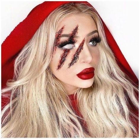 Halloween Makeup Lips, Halloween Makeup Looks Simple, Red Riding Hood Makeup, Maquillage Halloween Clown, Makeup Looks Simple, Simple Halloween Makeup, Maquillage Halloween Simple, Make Up Diy, Makeup Zombie