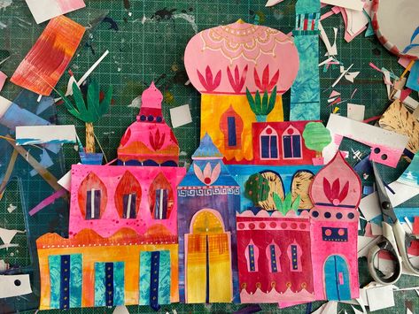 Tracey English, Summer Houses, Paper Collage Art, Paper Illustration, Collage Making, Collage Illustration, Collage Design, Collage Artists, Painted Paper