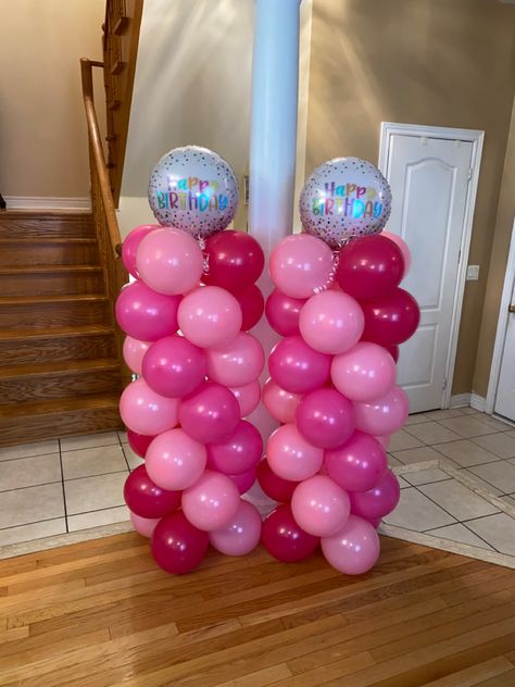 Pink happy birthday balloon columns styled by heartbreakcay #pinkballoons #happybirthday #ballooncolumns #balloontowers #swirldesign Pink Balloon Columns, Birthday Balloon Columns, Prom Backdrops, Pink Happy Birthday, Happy Birthday Balloons, Balloon Backdrop, Balloon Columns, Pink Balloons, Planning Ideas