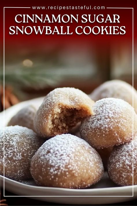 These melt-in-your-mouth Cinnamon Sugar Snowball Cookies are buttery, nutty (optional), and coated in a warm, sweet cinnamon sugar layer. Perfect for the holidays or anytime you need a cozy treat! Snowball Cookies Recipe, Cinnamon Cookies Recipes, Snowball Cookie Recipe, Xmas Treats, Snowball Cookies, Cookie Brownie Bars, Cinnamon Cookies, Walnut Cookies, Christmas Cookies Easy