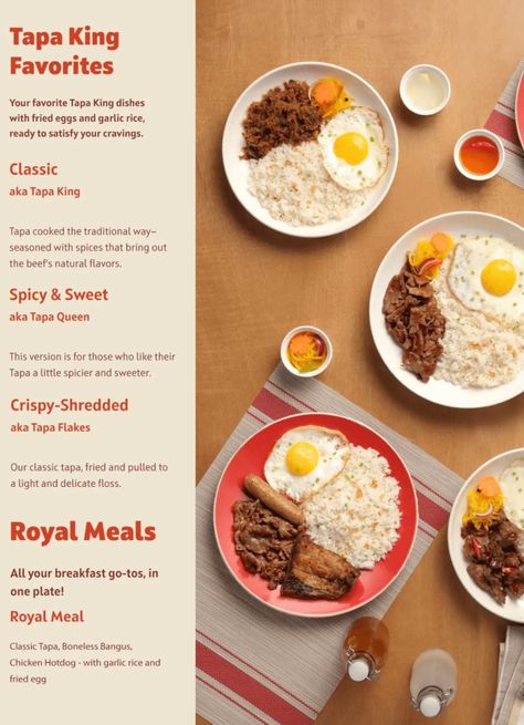 We all know that Filipino food is one of the best in the world. If you have... The post <strong>Tapa King Menu Singapore Latest Price 2023</strong> appeared first on SGP Menu. Silog Meals Menu Board, Silog Meals Menu, Filipino Food Menu, Singapore Foods, Silog Meals, Beef Tapa, Menu Design Layout, Filipino Breakfast, Garlic Rice