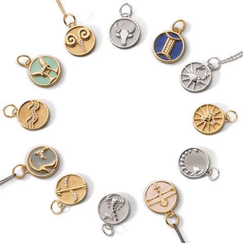 Monica Rich Kosann, Charm Collection, Chain Loop, Zodiac Jewelry, Fine Jewelry Collection, Gold Enamel, Steel Chain, Gold Vermeil, Locket