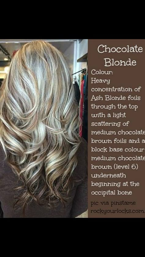 Chocolate Blonde, Blonde Foils, Light Blonde Highlights, Hair Color Chocolate, Hair Color Highlights, Long Blonde, Hair Color And Cut, Hair Inspiration Color, Long Blonde Hair