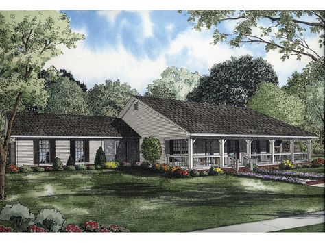 Colonial House Plan Front Image - Lansing Hill Country Home 055D-0651 | House Plans and More Hill Country Homes, House Plans One Story, Ranch House Plan, House Plans And More, Build Your Own House, Country Style House Plans, Bay House, Country House Plan, Traditional House Plans