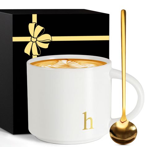 PRICES MAY VARY. Timeless Personalization: Elevate your daily coffee ritual with this elegant white ceramic mug, featuring a beautifully crafted gold letter design. Simple yet sophisticated, it’s the perfect personalized gift for any special woman in your life, blending style and functionality seamlessly. High-Quality Durability: Made from premium ceramic, this mug is built to withstand both high and low temperatures, making it microwave-safe and perfect for any hot or cold beverage. It’s a reli Brides Gifts, Cool Grandma, Coffee Ritual, Grandmas Christmas, Large Coffee Mugs, Gold Letter, Letter Design, Xmas Presents, Large Coffee