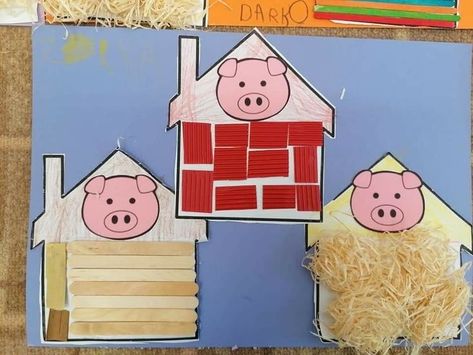 Three Little Pigs Crafts For Toddlers, 3 Little Pigs Craft Preschool, Pig Activities For Kids, 3 Little Pigs Activities Preschool, Three Little Pigs Craft, The Three Little Pigs Activities, Three Little Pigs Activities, Pig Activities, Fairy Tales Preschool Activities