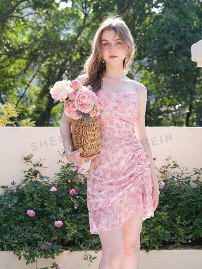 Shein Dress, Pink Boho, Fabric Floral, Cami Dress, Firefly, Ruffle Hem, Dress P, Modest Fashion, Fashion Online Shop