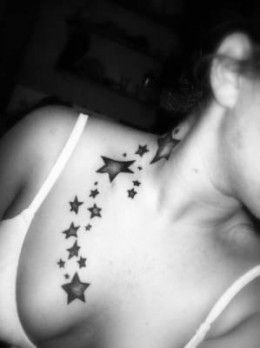 Are you an emo girl looking for the quintessential emo tattoo? Check out these emo tattoo ideas: emo heart tattoos, emo star tattoos, emo song & poem lyrics tattoos, and more! Chest Tattoo Girl, Shooting Star Tattoo, Emo Tattoos, Stars Tattoo, Butterfly Tattoos For Women, Star Tattoo Designs, Chest Tattoos For Women, Female Tattoo, Star Tattoos