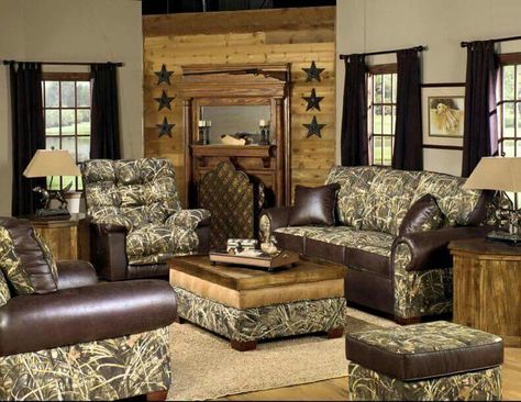 Realtree camo furniture! Love this! FB post from Southern Boyz Outdoors Camo Living Rooms, Camo Furniture, Camo Home Decor, Western Living Rooms, Small Living Room Furniture, Decor Western, Living Room Decor Rustic, Living Room Furniture Layout, Living Room Furniture Arrangement