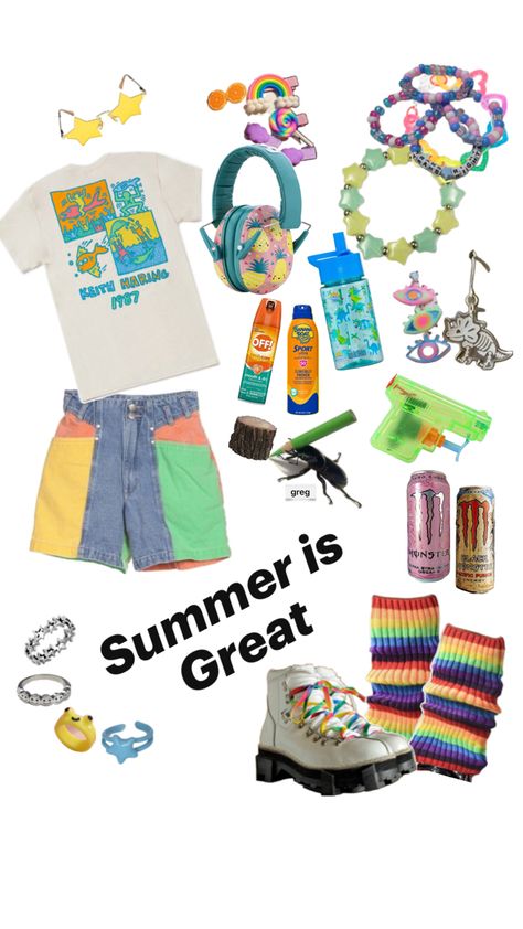 Kidcore summer outfit. Also a beetle with pencil drawing a very detailed log in the middle, his name is greg. Kidcore Summer Outfit, Kidcore Clothes Aesthetic, Kid Core Outfits, Kidcore Style, Aesthetic Clothes Png, Kidcore Clothes, Kidcore Outfit, Kidcore Fashion, Indie Outfit Inspo