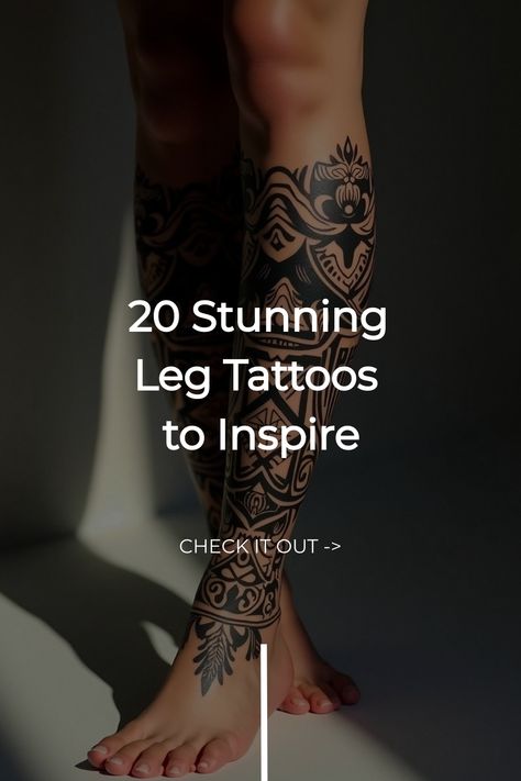 20 Stunning Leg Tattoos to Inspire Scattered Tattoos Sleeve Women Leg, Ladies Leg Sleeve Tattoo, Women’s Thigh Sleeve, Mens Calf Tattoos Ideas Simple, Family Leg Tattoo, Shin Tattoo Men Ideas, Unique Leg Tattoos For Men, Ladies Leg Tattoos, Lower Calf Tattoo Women