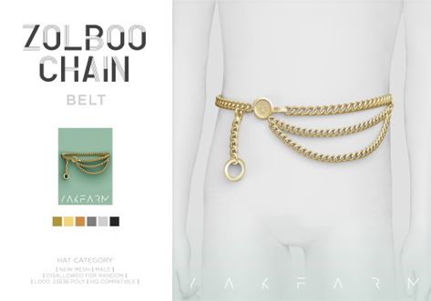 Zolboo Chain Set at Yakfarm - Lana CC Finds Sims 4 Cc Hair, Sims 4 Piercings, Sims 4 Tsr, Hair Chains, Best Sims, Ts4 Cc, Cc Finds, Belt Accessories, Chain Belt