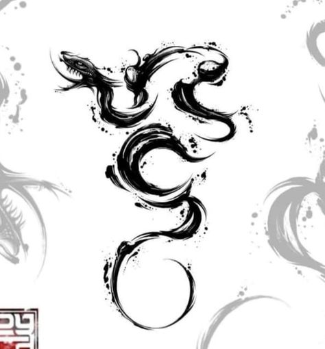 Brushstroke Snake Tattoo, Brushstroke Tattoo Design, Water Snake Tattoo, Abstract Snake Tattoo, Abstract Snake, Bird Silhouette Art, Ink Tattoo Design, Red Tattoo Ideas, Abstract Tattoo Ideas