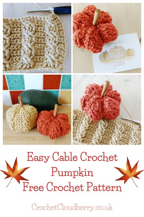 Cable Crochet Pumpkin, Crochet Cardigan Ideas, Knit Gifts, Cardigan Ideas, Cable Crochet, Crochet Characters, Peter Pumpkin, Autumn Crochet, Pumpkin Crochet