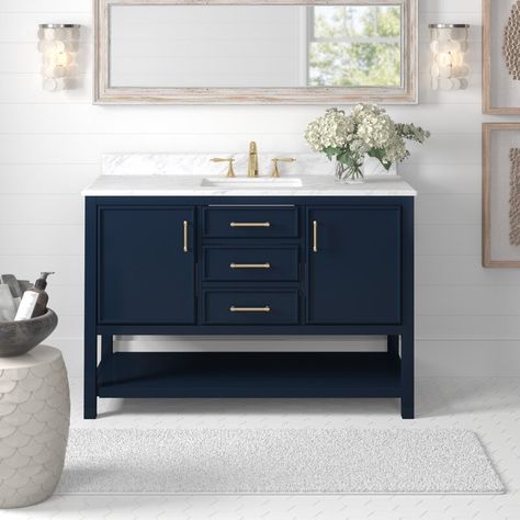 Furniture Aesthetic, Ogee Edge, Blue Vanity, Freestanding Vanity, Double Vanity Bathroom, Timeless Furniture, Double Sink Bathroom, Marble Countertop, Double Bathroom