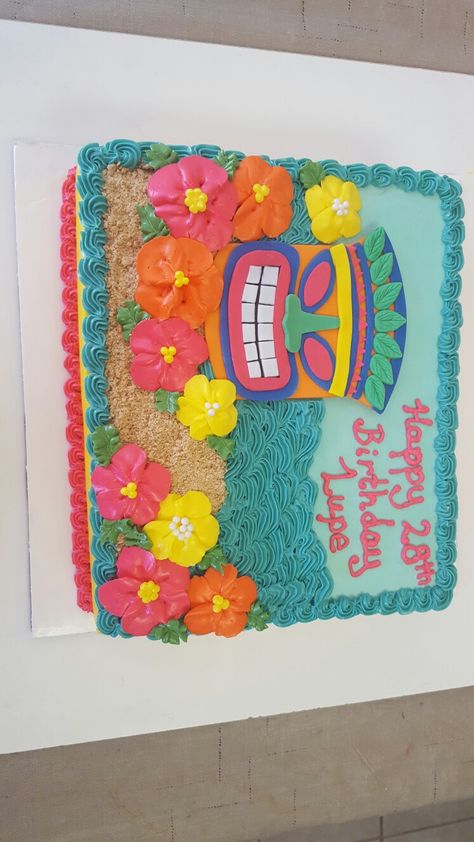 Luau Birthday Cake, Tropical Birthday Cake, Hawaii Cake, Luau Cake, Birthday Sheet Cakes, 10 Birthday, Luau Birthday Party, Tropical Birthday, Luau Birthday