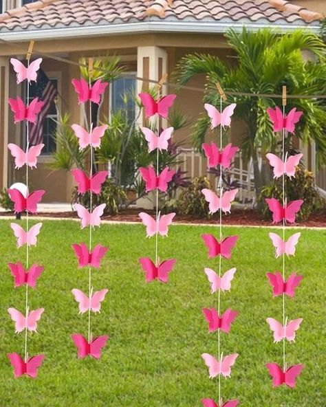 Butterfly Hanging Decorations, Girl Shower Decorations, Butterfly Theme Party, Butterfly Birthday Party, Butterfly Baby Shower, Paper Butterfly, Paper Flowers Craft, Diy Paper Crafts Decoration, Butterfly Theme